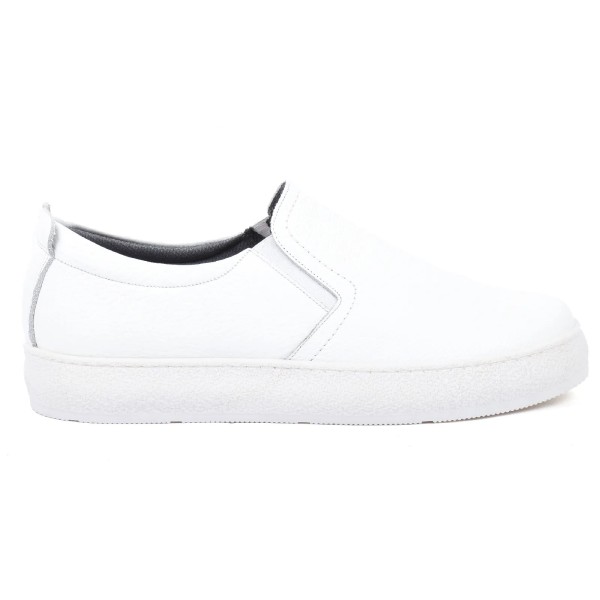 BASKETS SLIP-ON HOMME CUIR BLANC