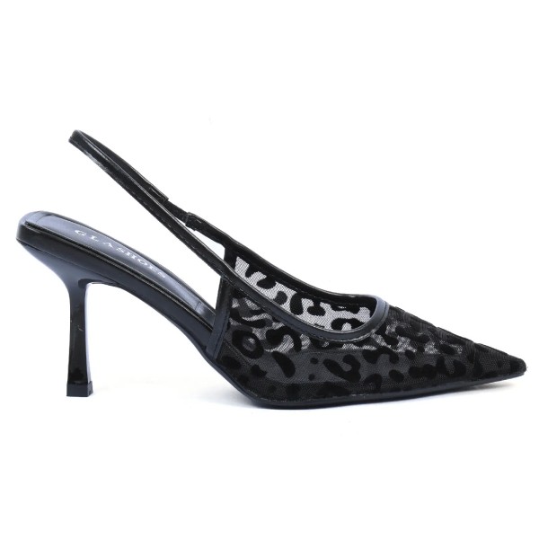 ESCARPIN SLINGBACK TULLE BOUT POINTU NOIR
