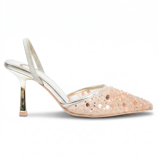 ESCARPINS SLINGBACK À TALON AIGUILLE DORÉ