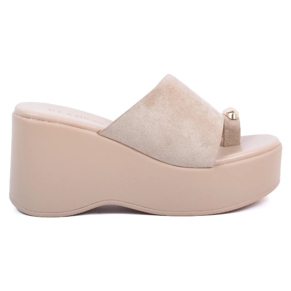 SABOTS COMPENSÉES FEMME MODERNE BEIGE