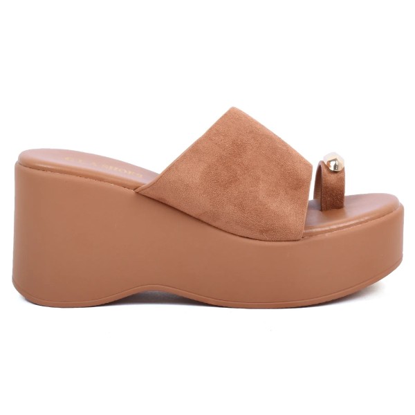 SABOTS COMPENSÉES FEMME MODERNE CAMEL