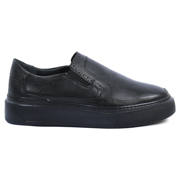 CHAUSSURES VILLE HOMME CUIR SANS LACETS CONFORT NOIR