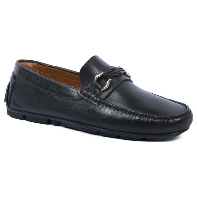 mocassin homme elito 100 % cuir noir el-2594-n