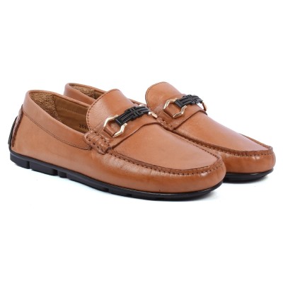 mocassin homme elito 100 % cuir camel el-2594-c