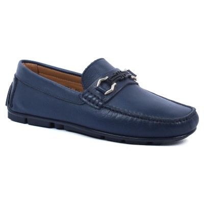 mocassin homme elito 100 % cuir bleu marine el-2594-bm
