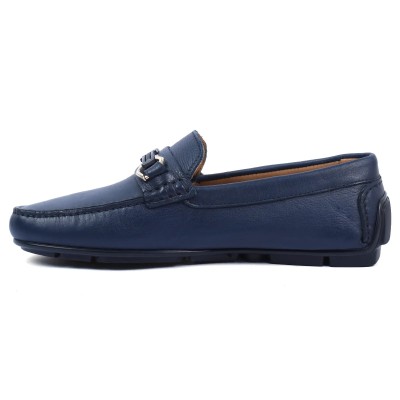 mocassin homme elito 100 % cuir bleu marine el-2594-bm