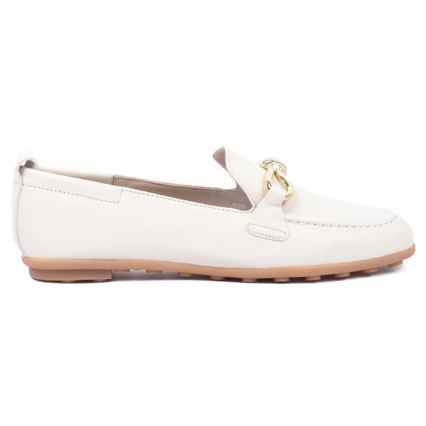 MOCASSINS FEMME BARRE MÉTAL BEIGE