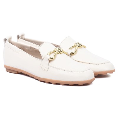 mocassin femme andrea bruni 100 % cuir beige ab-134-3-bg