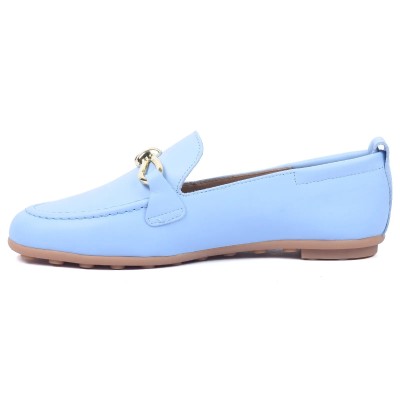 mocassin femme andrea bruni 100 % cuir bleu ciel ab-134-3-blc