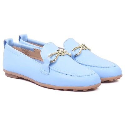 mocassin femme andrea bruni 100 % cuir bleu ciel ab-134-3-blc