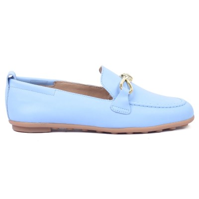 mocassin femme andrea bruni 100 % cuir bleu ciel ab-134-3-blc