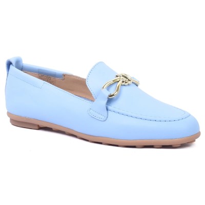 mocassin femme andrea bruni 100 % cuir bleu ciel ab-134-3-blc