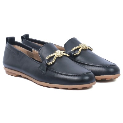 mocassin femme andrea bruni 100 % cuir noir ab-134-3-n
