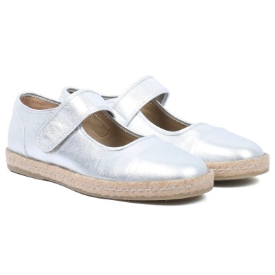 ballerine espadrille femme argent 100 % cuir andrea brui ab-134-1-ar