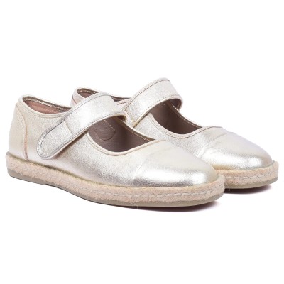 ballerine espadrille femme doré 100 % cuir andrea brui ab-134-1-do