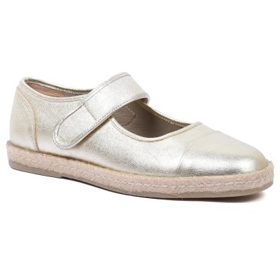 ballerine espadrille femme doré 100 % cuir andrea brui ab-134-1-do