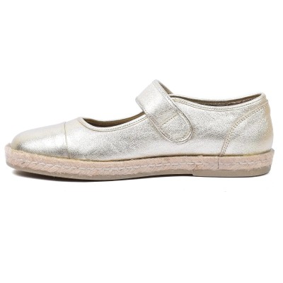 ballerine espadrille femme doré 100 % cuir andrea brui ab-134-1-do