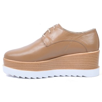 derbies compensées andrea bruni beige 100 % cuir  ab-103-2-bg