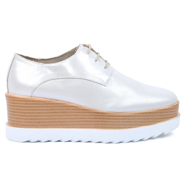 DERBIES COMPENSÉES FEMME ARGENT