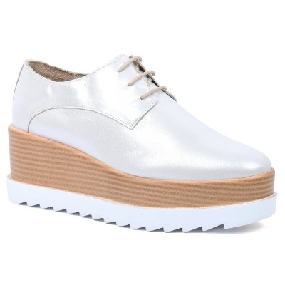 derbies compensées andrea bruni argent 100 % cuir  ab-103-2-ar