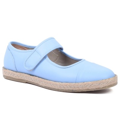 ballerine espadrille femme andrea bruni bleu ciel 100 % en cuir  AB-134-1-BLC