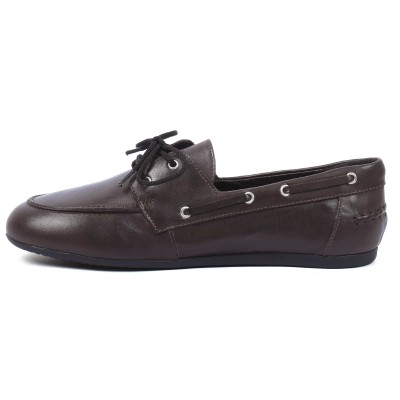 mocassin bateau femme andra bruni 100 % cuir marron foncé ab-065-2-mf