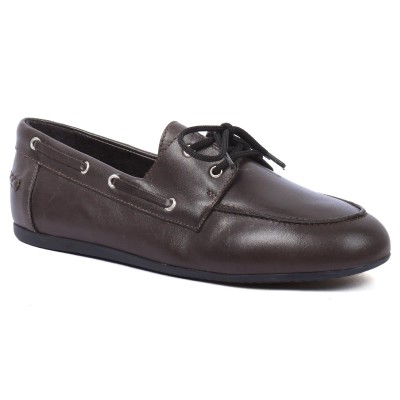 mocassin bateau femme andra bruni 100 % cuir marron foncé ab-065-2-mf