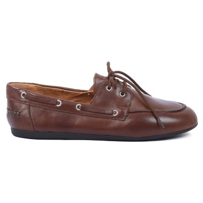 mocassin bateau femme andra bruni 100 % cuir marron ab-065-2-m