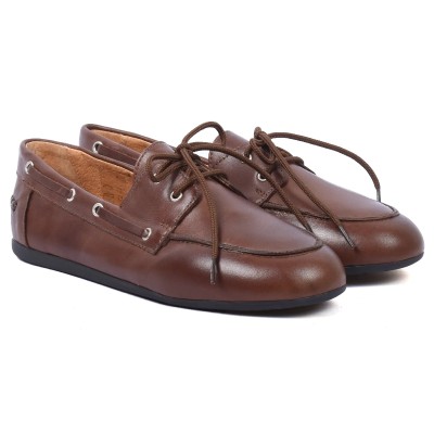 mocassin bateau femme andra bruni 100 % cuir marron ab-065-2-m