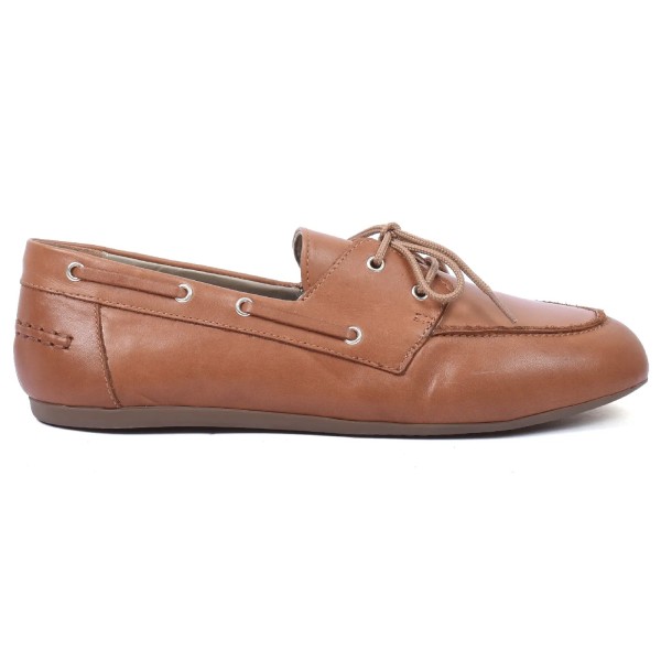 MOCASSIN BATEAU FEMME CUIR CAMEL