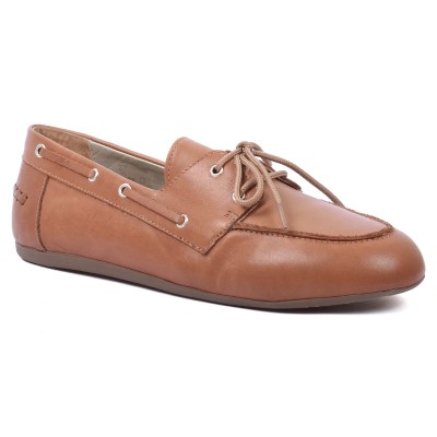 mocassin bateau femme andra bruni 100 % cuir camel ab-065-2-C