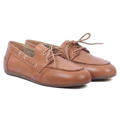 mocassin bateau femme andra bruni 100 % cuir camel ab-065-2-C