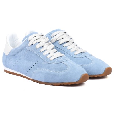 basket basses femme andrea bruni 100 % en cuir bleu ciel