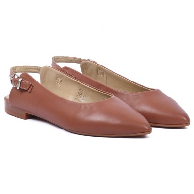ballerine femme andrea bruni 100 % en cuir camel AB-555-3-c