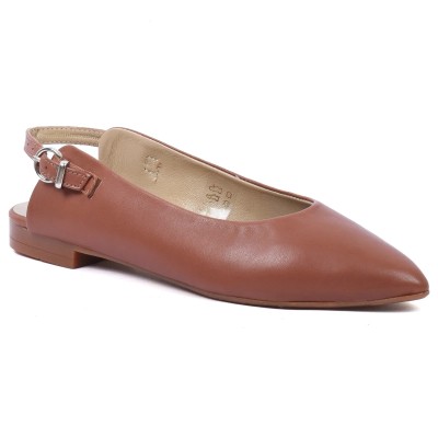 ballerine femme andrea bruni 100 % en cuir camel AB-555-3-c