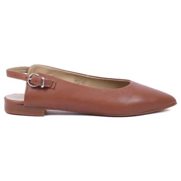 BALLERINE FEMME CUIR CAMEL SLINGBACK
