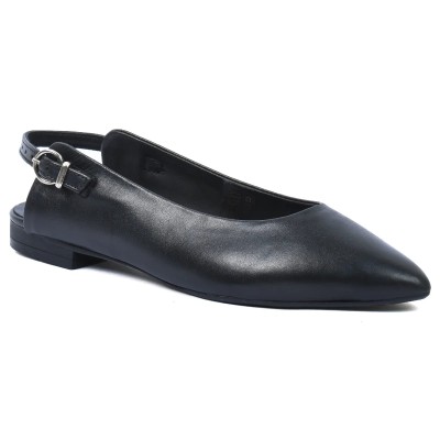 ballerine femme andrea bruni 100 % en cuir noir AB-555-3-n