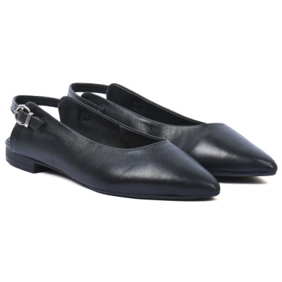 ballerine femme andrea bruni 100 % en cuir noir AB-555-3-n