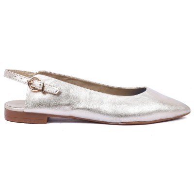 ballerine femme andrea bruni 100 % cuir argent ab-555-3-ar