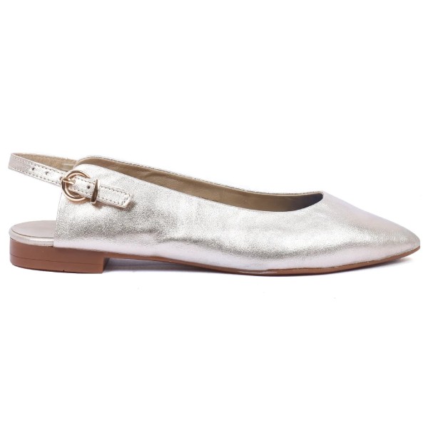 BALLERINE FEMME CUIR ARGENT SLINGBACK