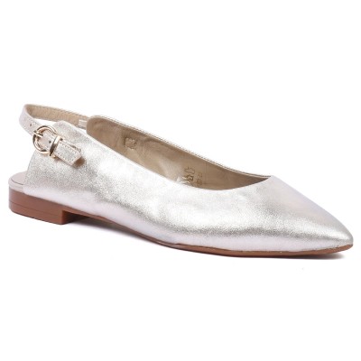 ballerine femme andrea bruni 100 % cuir argent ab-555-3-ar