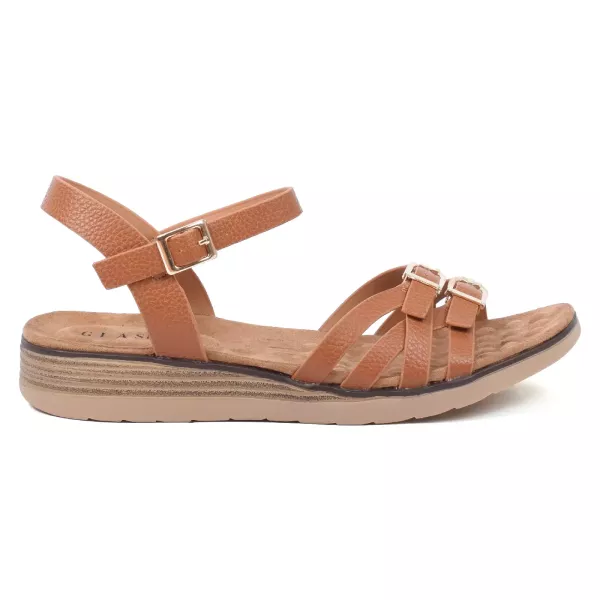 SANDALES FEMME CAMEL À BRIDES