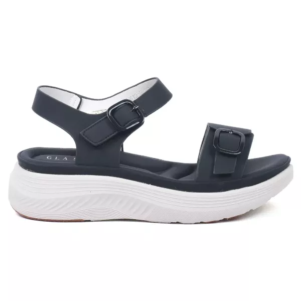 SANDALES FEMME NOIR COMPENSÉES À BRIDE