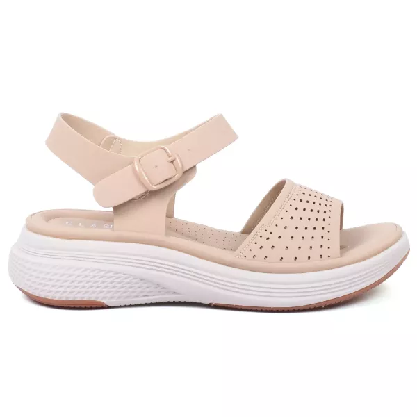 SANDALES FEMME BEIGE COMPENSÉES