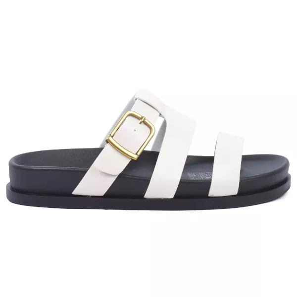 MULES FEMME BEIGE À BRIDES LARGES