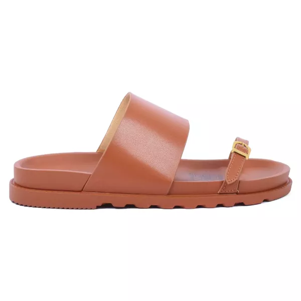 MULES FEMME CAMEL À BRIDES