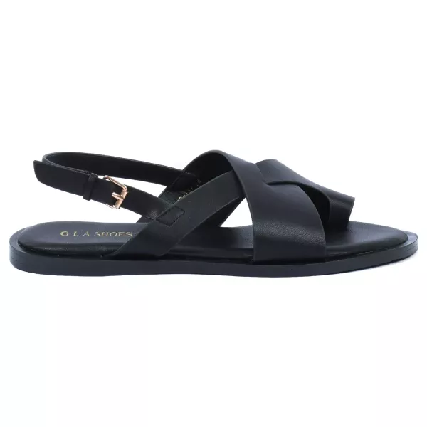 SANDALE PLATE FEMME NOIR