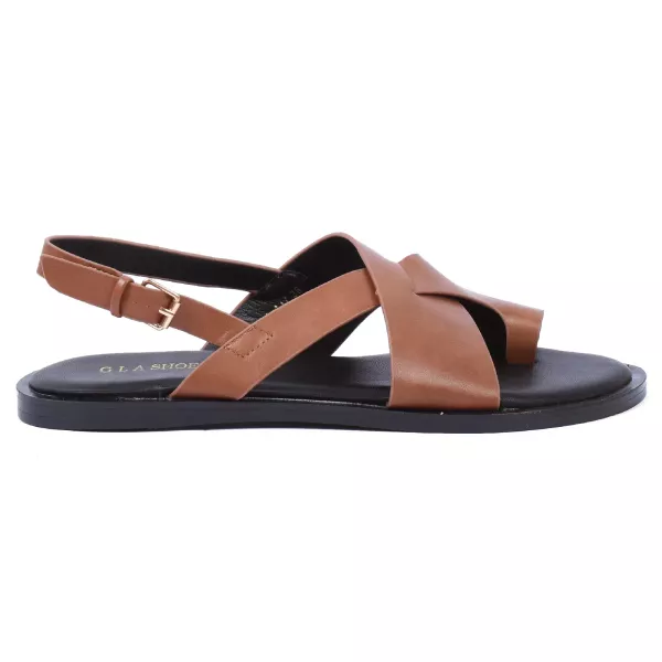 SANDALE PLATE FEMME CAMEL