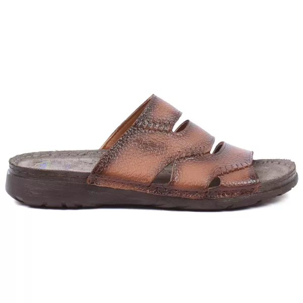 MULE HOMME CUIR CAMEL