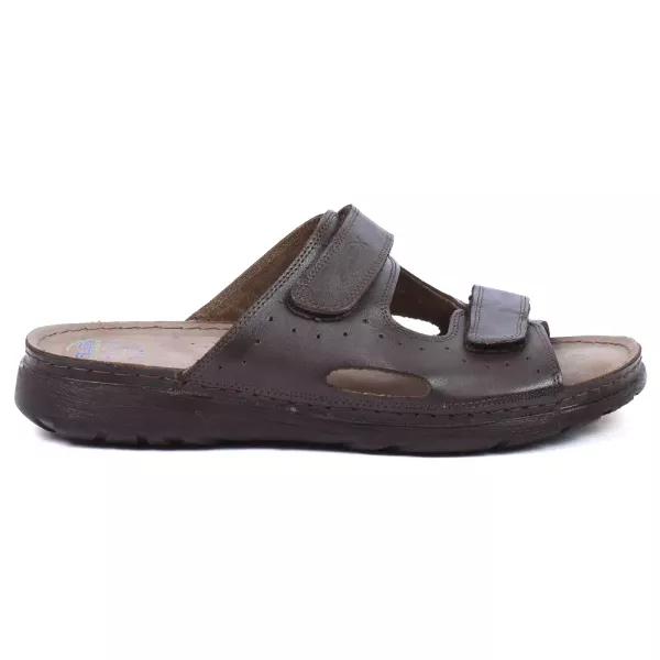 MULE HOMME CUIR MARRON